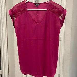 Express Women’s V-Neck Blouse with Lace Design